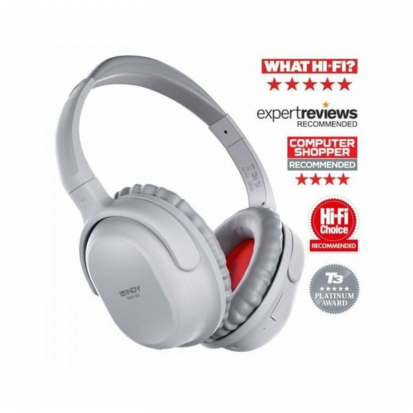 Lindy BNX-60 - Wireless On-Ear Active Noise Cancelling Headphones - Grey