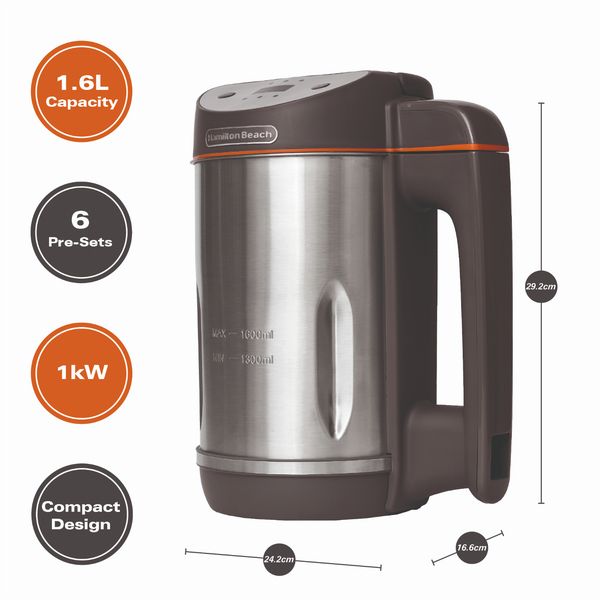 Hamilton Beach 3-in-1 Soup Maker, Smoothie Blender and Jam Maker - Grey