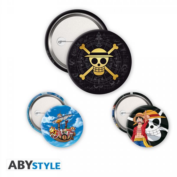 One Piece Skull & Luffy 3 Badge Pack